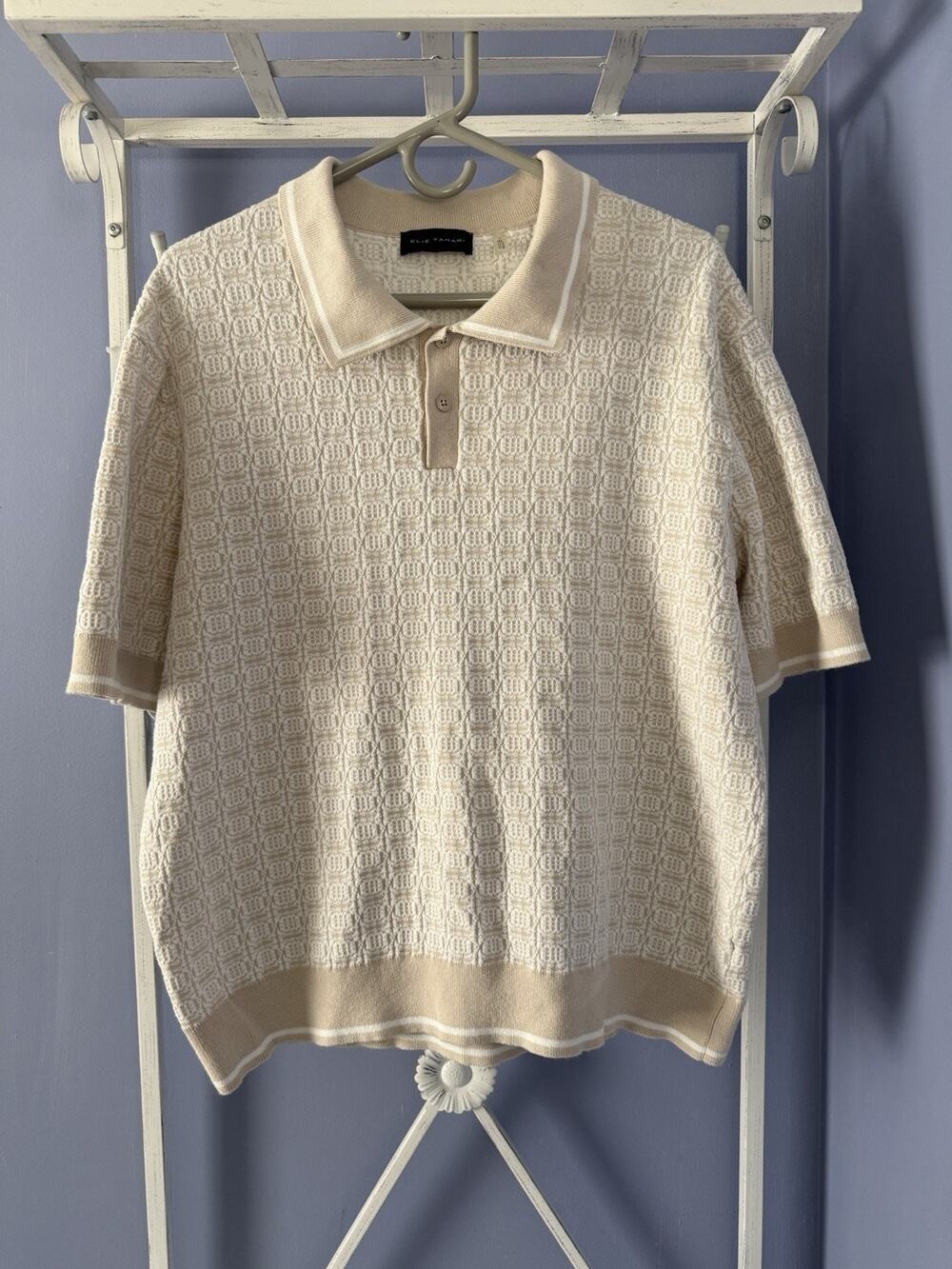 Ellie Tahari Men’s Polo Shirt Lg Cotton Preppy Classic